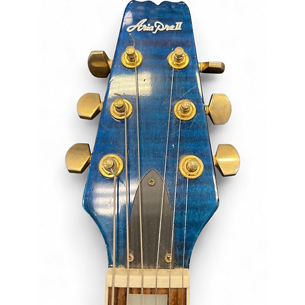 Used 1990s Aria Pro Ii PE-DLX Blue Solid Body Electric Guitar