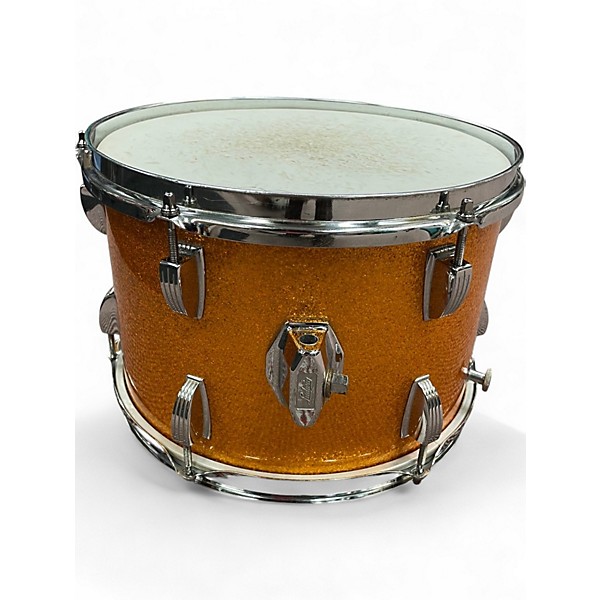 Vintage 1960s Ludwig 3 Piece Beat Down Orange Sparkle Drum Kit