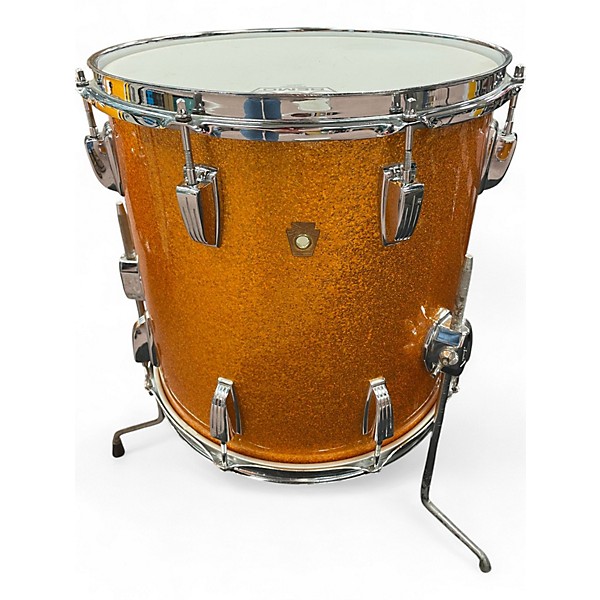 Vintage 1960s Ludwig 3 Piece Beat Down Orange Sparkle Drum Kit