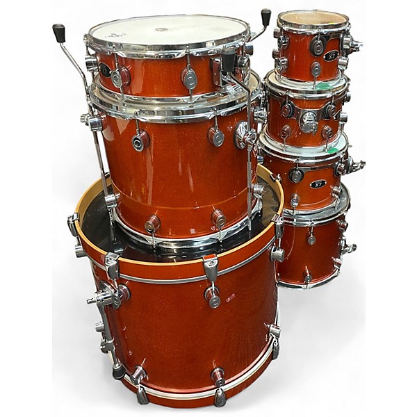 Used PDP by DW 7 Piece X7 Series Orange Sparkle Drum Kit