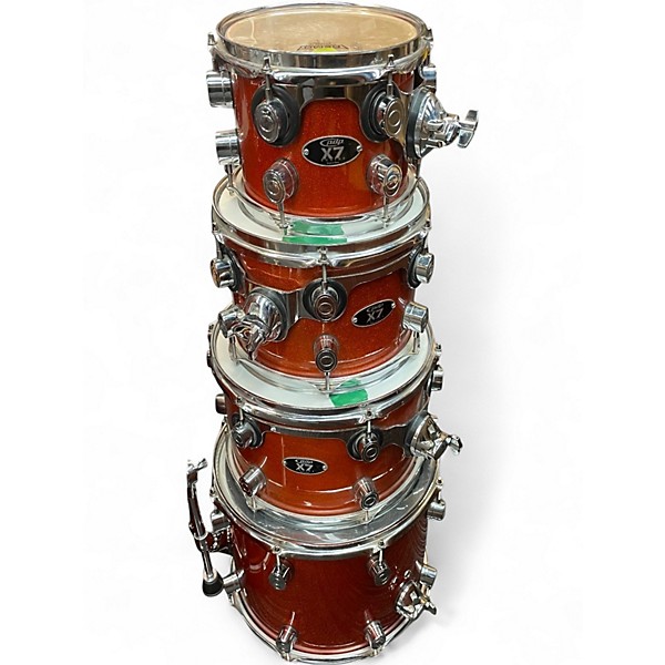 Used PDP by DW 7 Piece X7 Series Orange Sparkle Drum Kit