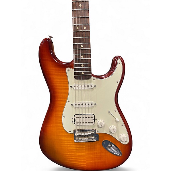 Used Fender Deluxe Stratocaster HSS IOS 2 Color Sunburst Solid Body Electric Guitar
