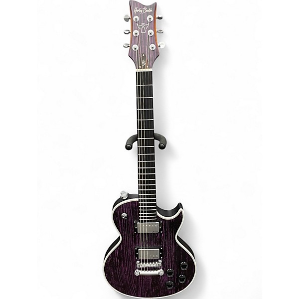 Used 2020s Harley Benton AGUFISH Purple Solid Body Electric Guitar
