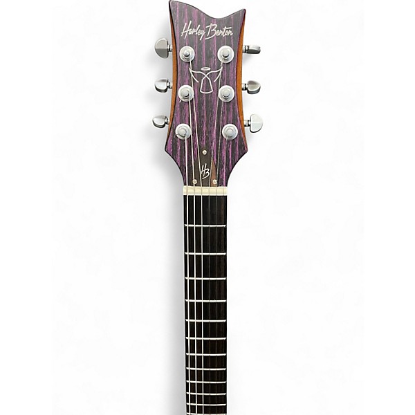 Used 2020s Harley Benton AGUFISH Purple Solid Body Electric Guitar