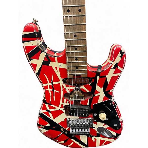 Used EVH Striped Series Frankie STRIPED BLACK AND WHITE Solid Body Electric Guitar