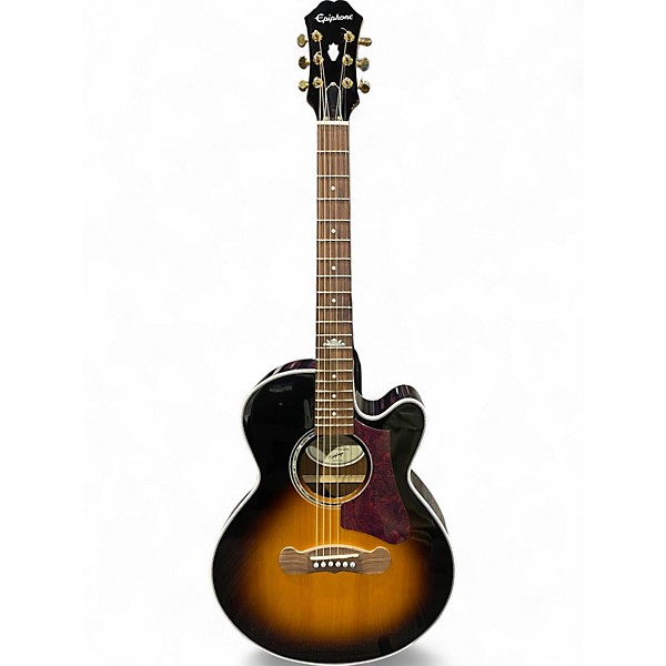 Used Epiphone J-200 EC Studio Parlor Vintage Sunburst Acoustic Electric Guitar