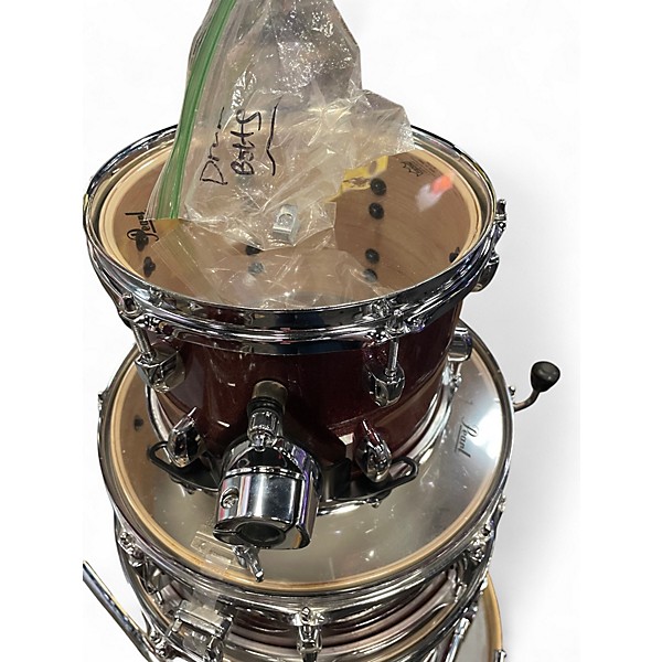 Used Pearl 8 Piece Export Double Bass Crimson Sparkle Drum Kit