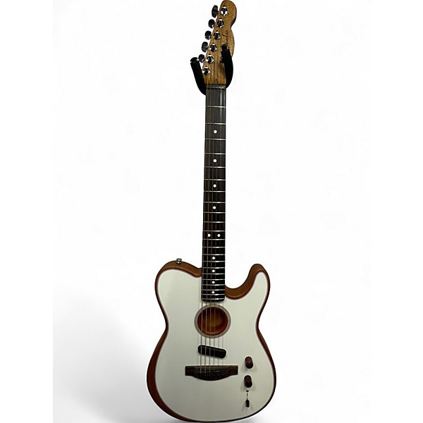 Used Fender Acoustasonic Player Telecaster Arctic White Acoustic Electric Guitar