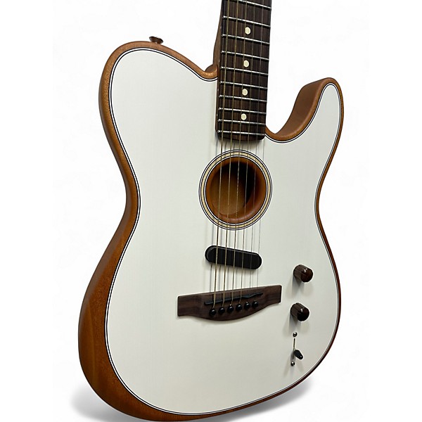Used Fender Acoustasonic Player Telecaster Arctic White Acoustic Electric Guitar