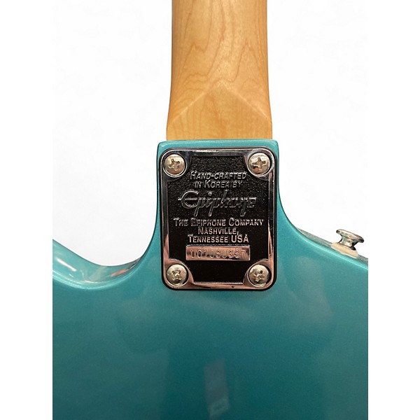 Used 2001 Epiphone Slasher FX Metallic Light Blue Solid Body Electric Guitar