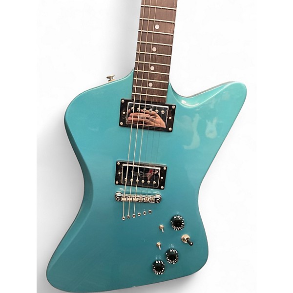 Used 2001 Epiphone Slasher FX Metallic Light Blue Solid Body Electric Guitar