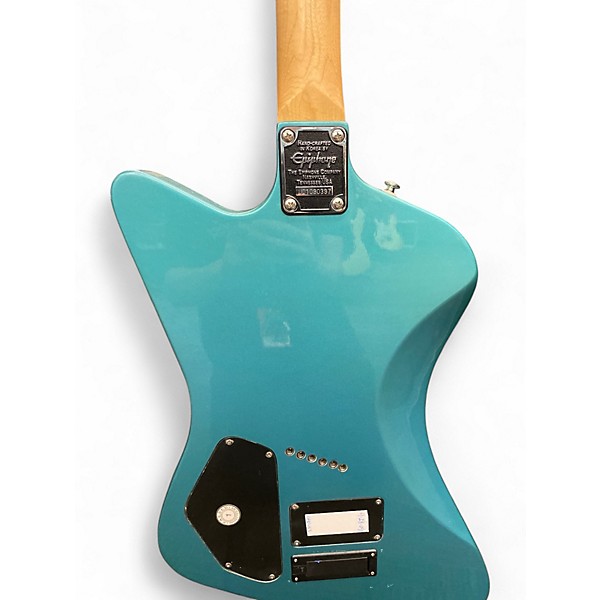 Used 2001 Epiphone Slasher FX Metallic Light Blue Solid Body Electric Guitar