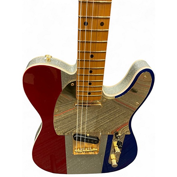 Used Fender Buck Owens Telecaster Red, Silver, Blue Sparkle Solid Body Electric Guitar