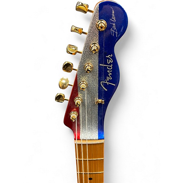 Used Fender Buck Owens Telecaster Red, Silver, Blue Sparkle Solid Body Electric Guitar