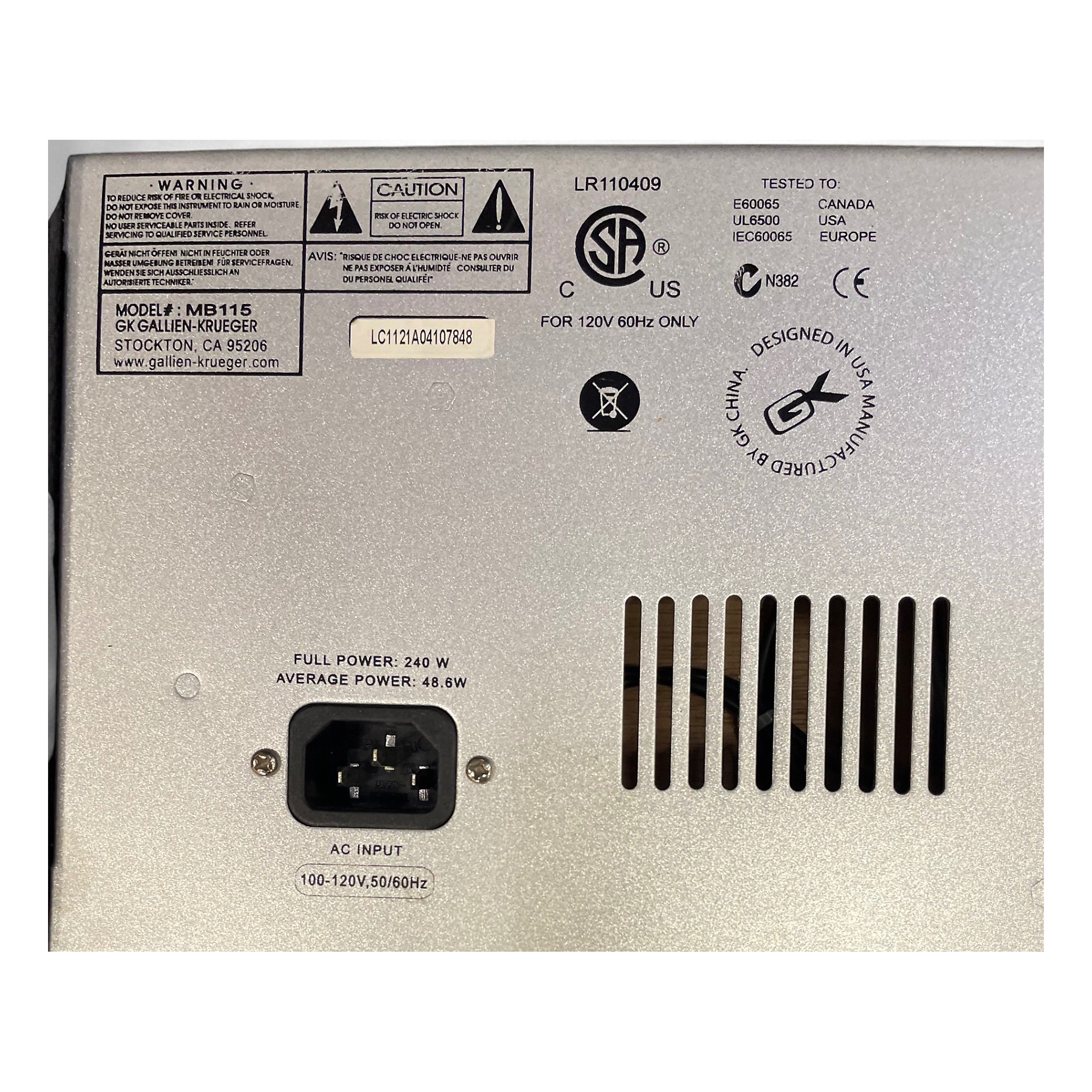 Used Gallien-Krueger MB115 Bass Combo Amp | Guitar Center