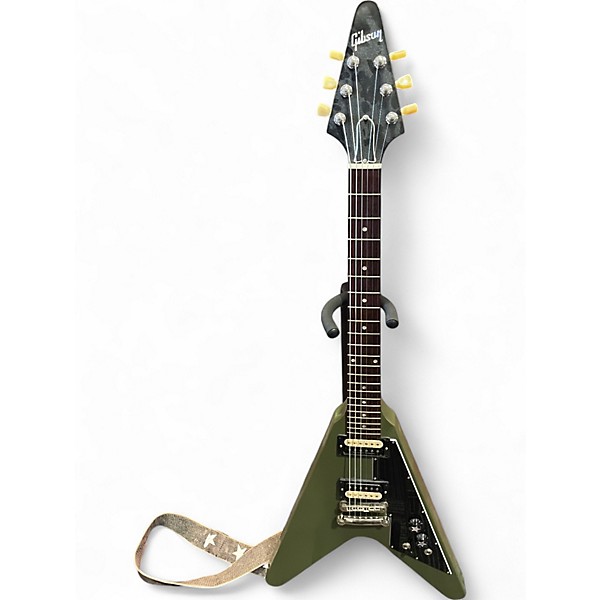Used Gibson Tribute flying v Olive Green Solid Body Electric Guitar,Specials : American Fashion Style Bags On Sale