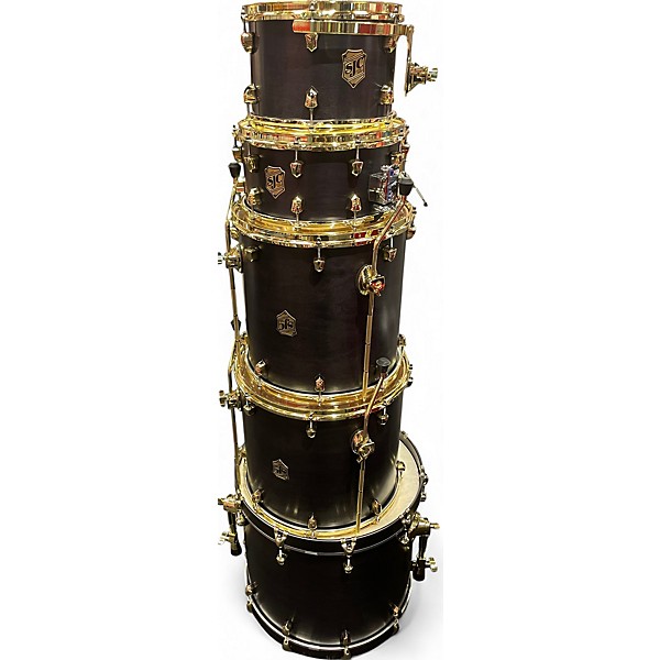 Used SJC Drums 5 Piece Custom Shell Pack 2 Color Black-Gold Drum Kit