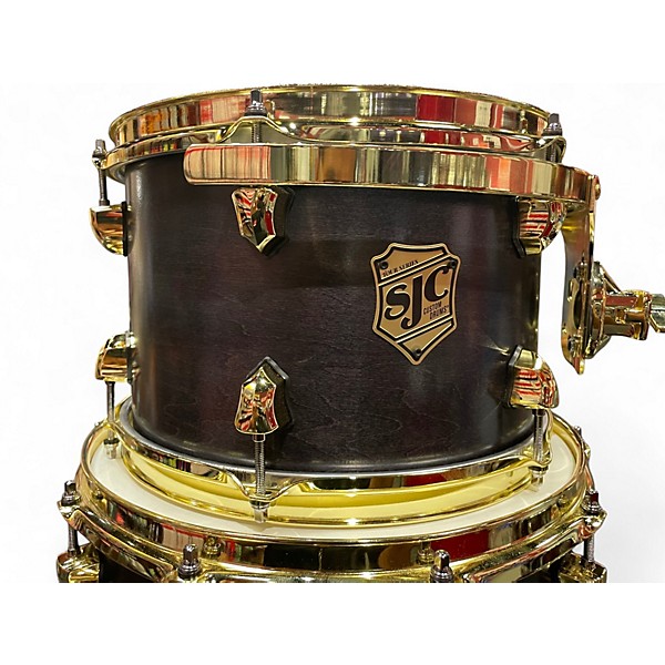 Used SJC Drums 5 Piece Custom Shell Pack 2 Color Black-Gold Drum Kit