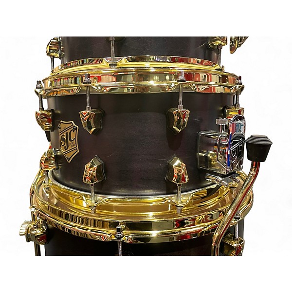 Used SJC Drums 5 Piece Custom Shell Pack 2 Color Black-Gold Drum Kit