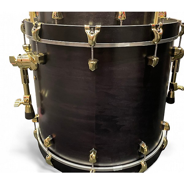 Used SJC Drums 5 Piece Custom Shell Pack 2 Color Black-Gold Drum Kit