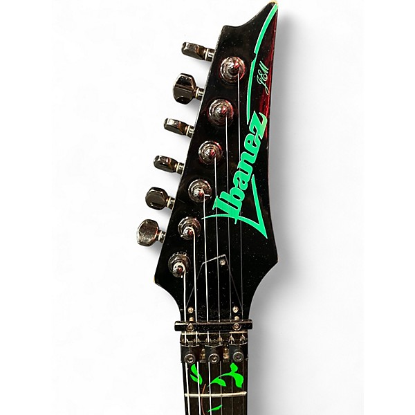 Vintage 1991 Ibanez JEM777V-BK Black and Green Solid Body Electric Guitar
