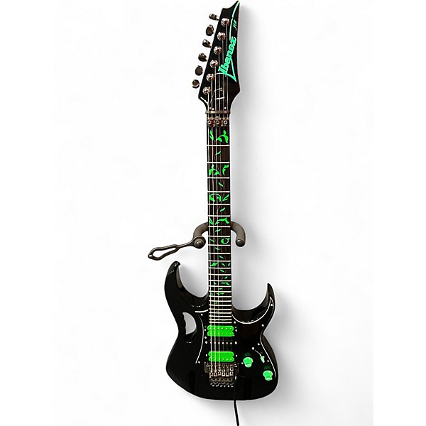 Vintage 1991 Ibanez JEM777V-BK Black and Green Solid Body Electric Guitar