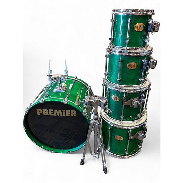 Used Premier 5 Piece SIGNIA Trans Green Drum Kit