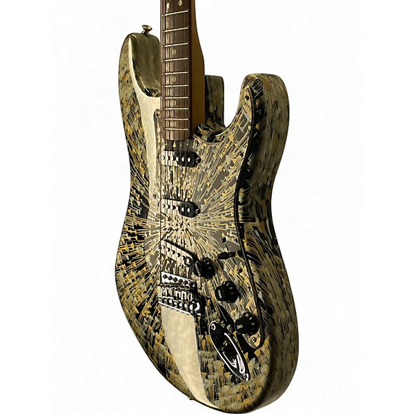 Used Fender Splattercaster Stratocaster BLACK GOLD SPLATTER Solid Body Electric Guitar