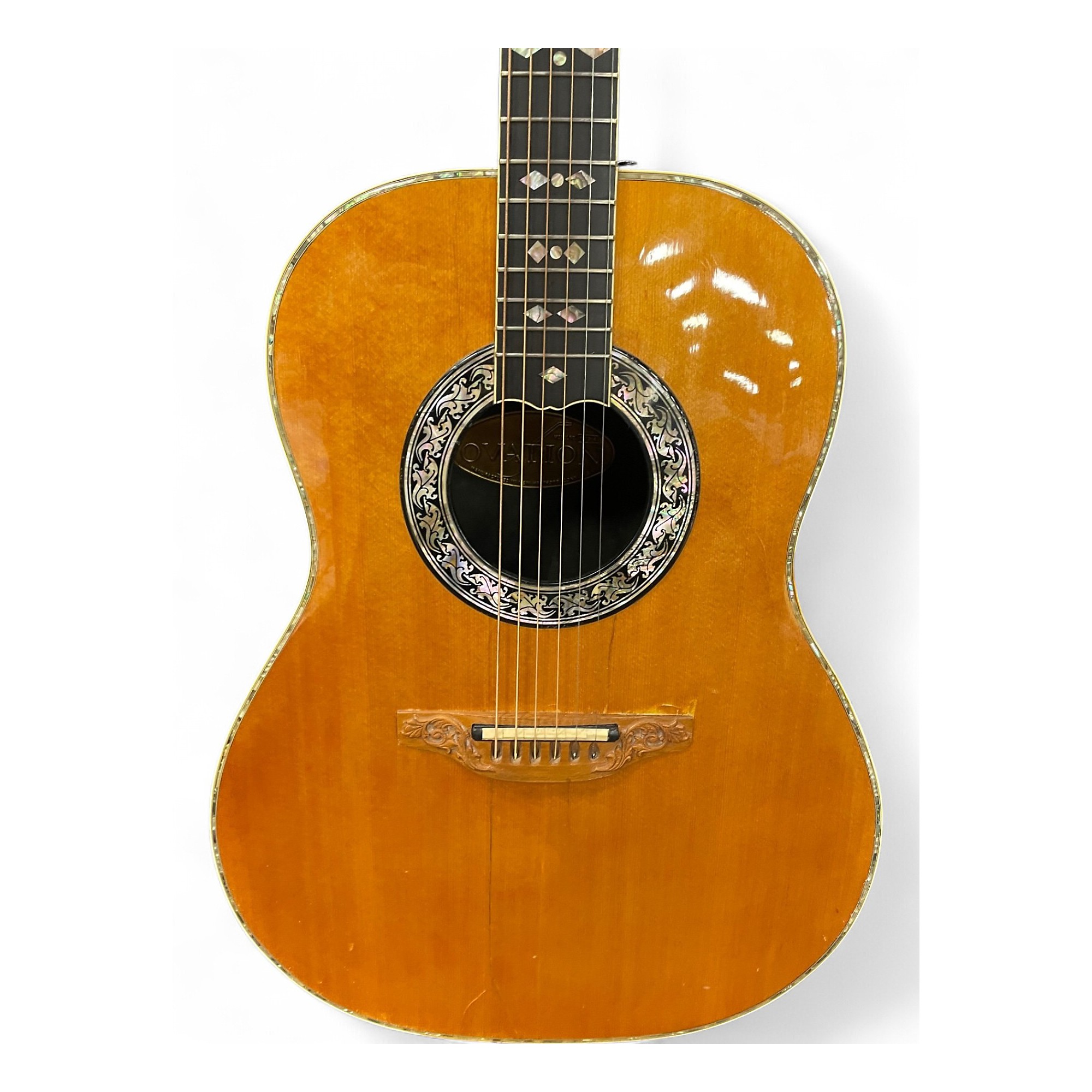 Vintage 1977 Ovation 1619-4 Natural Acoustic Electric Guitar