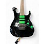 Used Ibanez Premium UV7 Black and Green Solid Body Electric Guitar