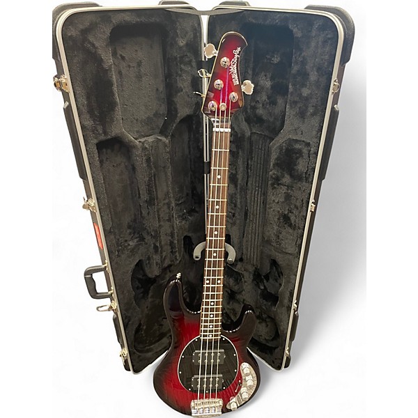 Used Ernie Ball Music Man Stingray HH 4 String Black Cherry Electric Bass Guitar