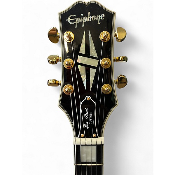 Used 2020s Epiphone Les Paul Custom Blackback Pro Antique Ivory Solid Body Electric Guitar