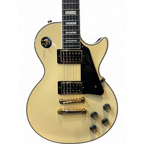 Used 2020s Epiphone Les Paul Custom Blackback Pro Antique Ivory Solid Body Electric Guitar