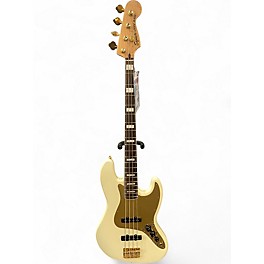 Used Squier 40th Anniversary Jazz Bass Gold Edition Cream Electric Bass Guitar