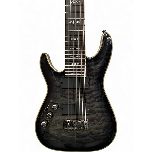 Used Schecter Guitar Research Hellraiser C8 Special 8 String Left Handed Trans Black Electric Guitar