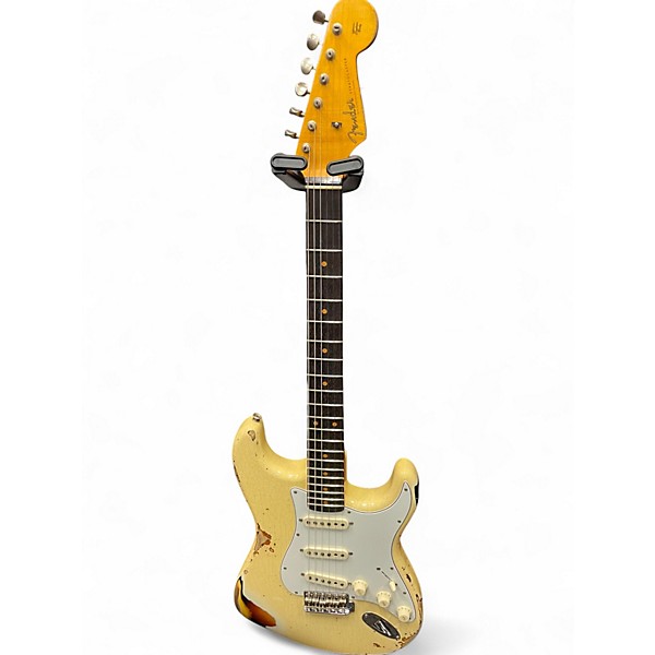 Used 2024 Fender CUSTOM SHOP 61 STRATOCASTER REISSUE AGED VINTAGE WHITE HEAVY RELIC Solid Body Electric Guitar,Specials : American Fashion Style Bags On Sale