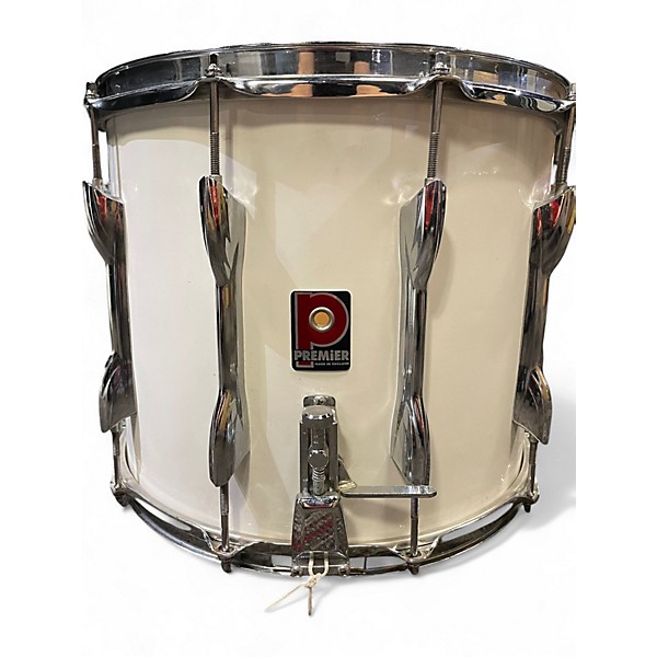 Used Premier 14in MARCHING SNARE Olympic White Drum
