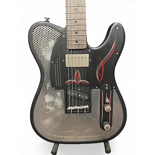 Used 2024 James Trussart Steelcaster Perforated/Pinstripe Black and Silver Solid Body Electric Guitar