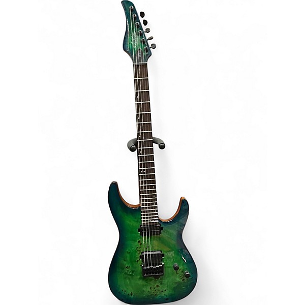 Used Schecter Guitar Research CR-6 GREEN BURST Solid Body Electric Guitar