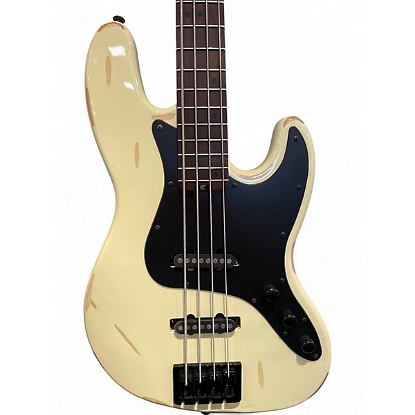 Used Schecter Guitar Research Nikki Sixx Signature White Electric Bass Guitar