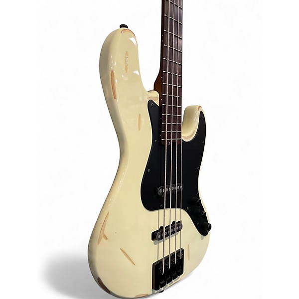 Used Schecter Guitar Research Nikki Sixx Signature White Electric Bass Guitar