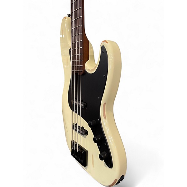 Used Schecter Guitar Research Nikki Sixx Signature White Electric Bass Guitar