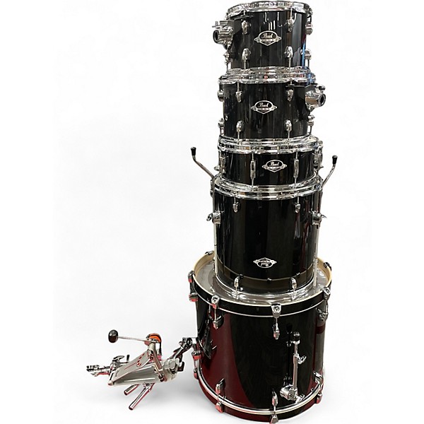 Used Pearl 5 Piece Export WITH HARDWARE Black Drum Kit