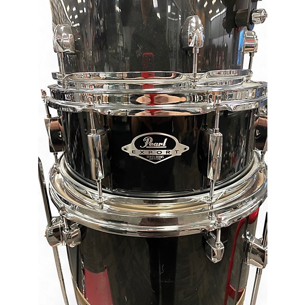 Used Pearl 5 Piece Export WITH HARDWARE Black Drum Kit