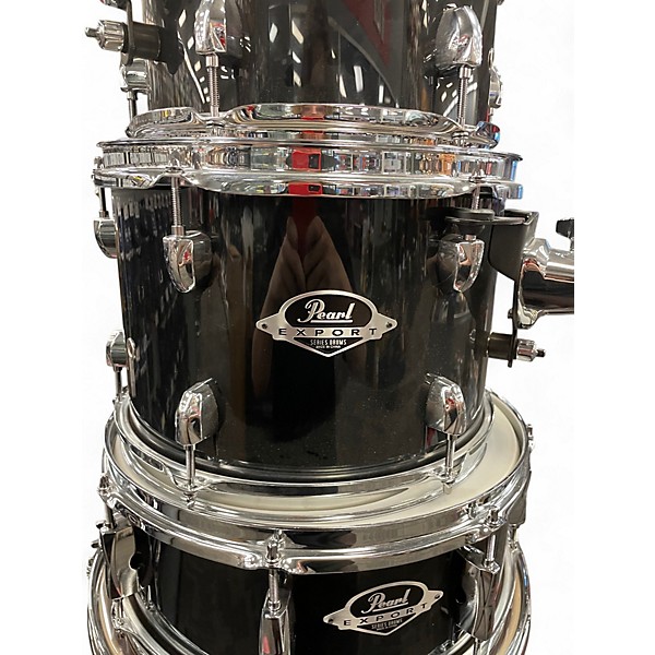 Used Pearl 5 Piece Export WITH HARDWARE Black Drum Kit
