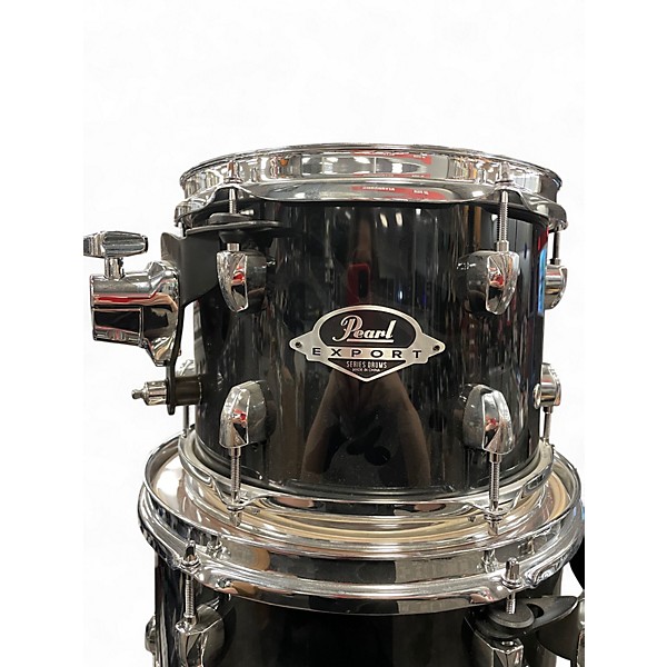 Used Pearl 5 Piece Export WITH HARDWARE Black Drum Kit