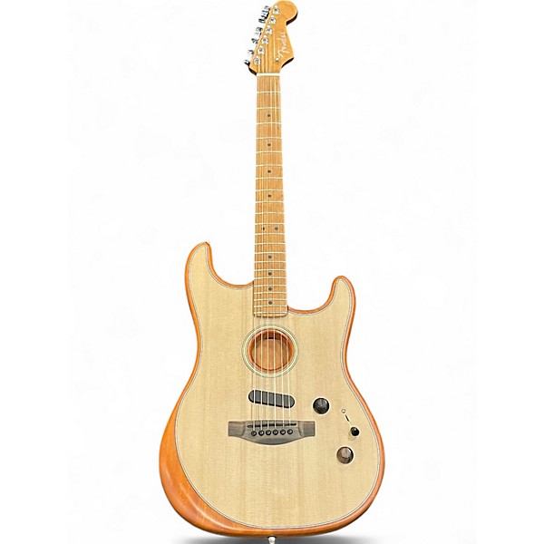Used Fender American Acoustasonic Stratocaster Natural Acoustic Electric Guitar