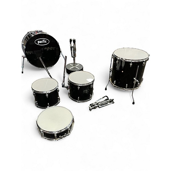 Used Pacific 5 Piece Drum Kit Black Drum Kit