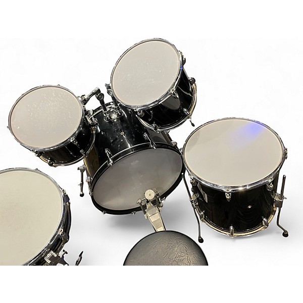 Used Pacific 5 Piece Drum Kit Black Drum Kit