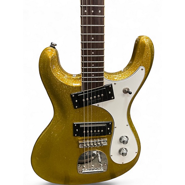 Used Eastwood SIDEJACK PRO DLX GOLD METAL FLAKE Solid Body Electric Guitar